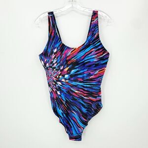 Womens One-Piece Swimsuit XL Psychedelic Swirl Groovy Dopamine Retro Vibes